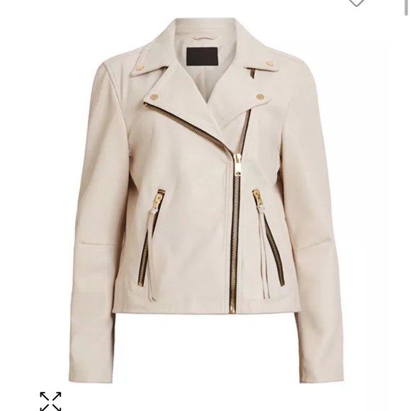 All Saints Dalby Leather Biker Jacket; Size US 10; EUC; White - Picture 3 of 7